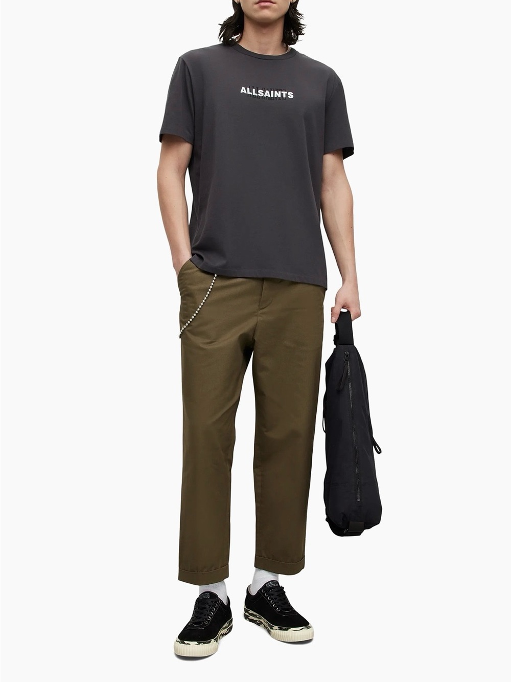 ALL SAINTS | BELO CROPPED STRAIGHT TROUSERS | OLIVE SIZE 32